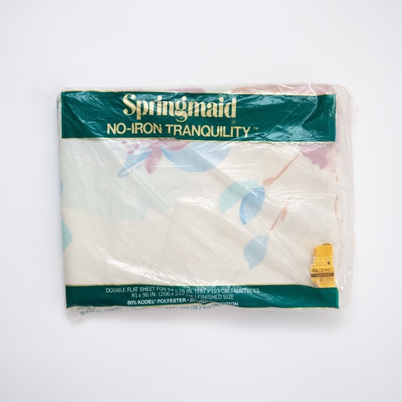 Full Flat Sheet | Vintage 80s Springmaid "Silk Poppies" Floral Percale - Picture 4 of 6